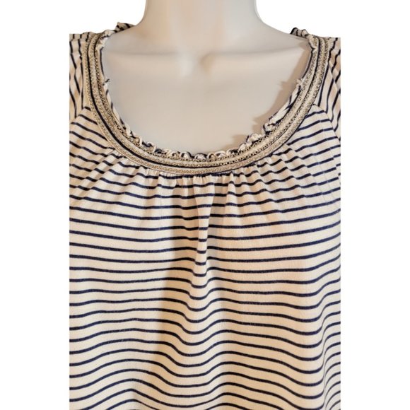 Vintage Esprit Women's Top Short-Sleeve Navy & White Small Neck Embroidery (EUC) - Picture 2 of 7